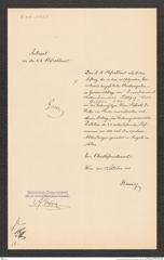 k.k. naturhistorisches Hofmuseum, Intendanzakten 1885-1896 (Hauer), Aktenzahl Z.410.a/1888, Seite 1